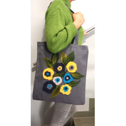 Torba shopper z filcową aplikacją - torba boho