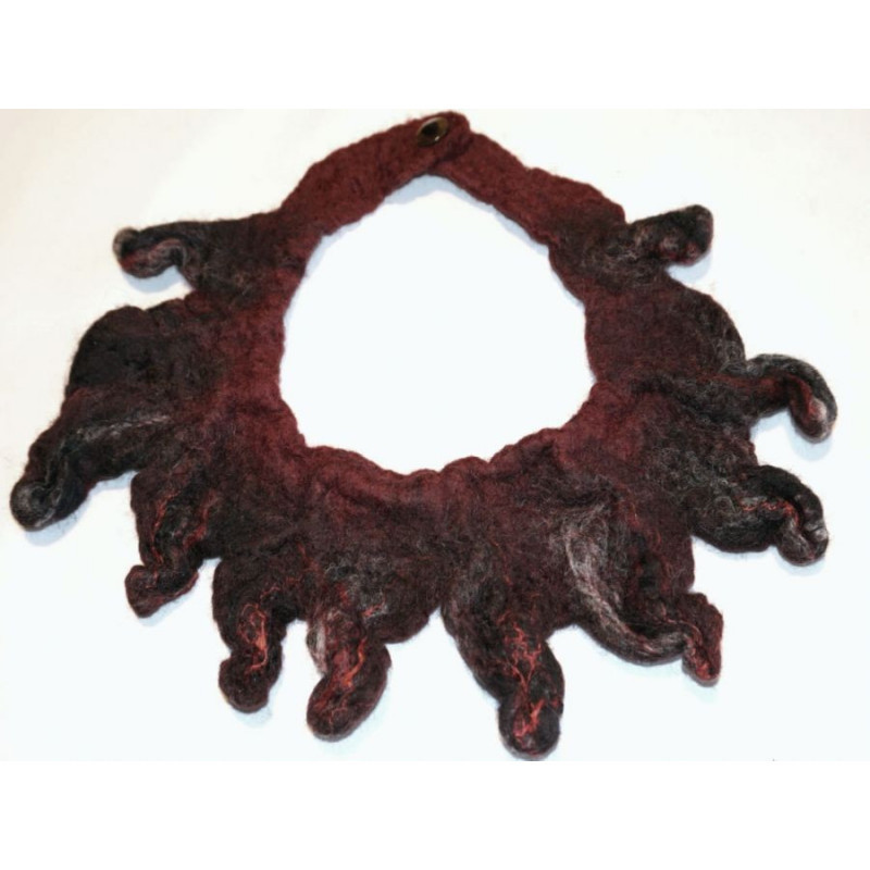 Naszyjnik filcowany ręcznie bordowy