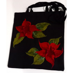 Torba shopper z filcową aplikacją- kwiatki