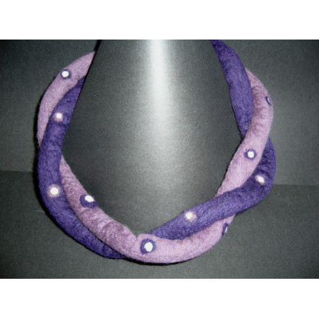 Naszyjnik filcowany ręcznie fioletowy