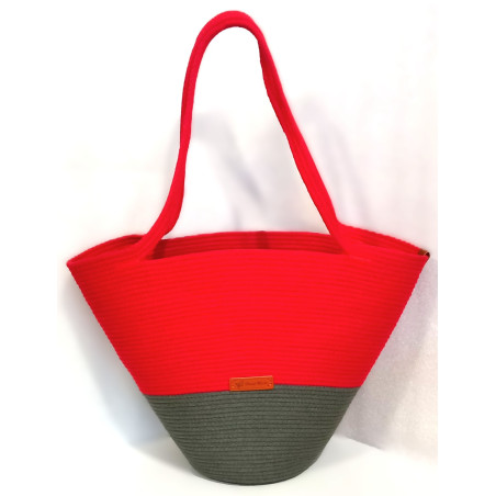 Torebka kosz handmade ze sznurka bawełnianego – torebka damska na ramię