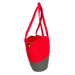 Torebka kosz handmade ze sznurka bawełnianego – torebka damska na ramię