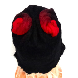 Czapka filcowana ręcznie czarno-czerwona