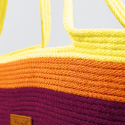 Torebka koszyk na ramię  uszyta ze sznurka rękodzieło