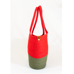 Torebka kosz handmade ze sznurka bawełnianego – torebka damska na ramię