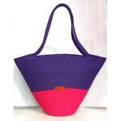 Torebka kosz uszyta ze sznurka bawełnianego - rękodzieło