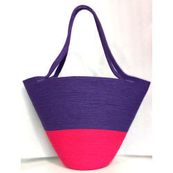 Torebka kosz uszyta ze sznurka bawełnianego - rękodzieło