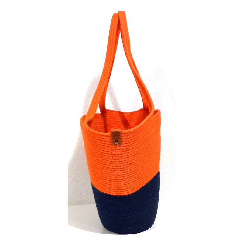 Torebka kosz ze sznurka bawełnianego – rękodzieło handmade