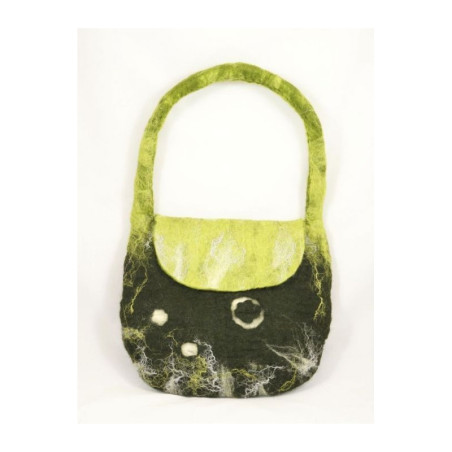 Torebka filcowa zielona - boho styl