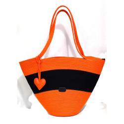 Torebka kosz uszyta ze sznurka bawełnianego – rękodzieło handmade