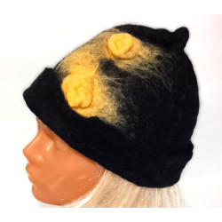 Czapka filcowana ręcznie czarna