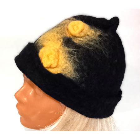 Czapka filcowana ręcznie czarna