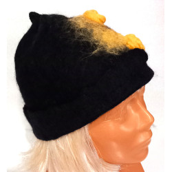 Czapka filcowana ręcznie czarna