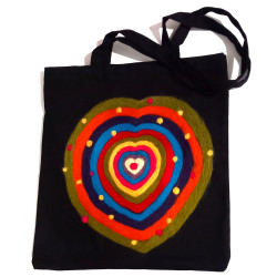 Torba shopper z filcową aplikacją- serce w stylu boho