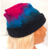 Czapka filcowana ręcznie różowo-niebieska