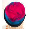 Czapka filcowana ręcznie różowo-niebieska