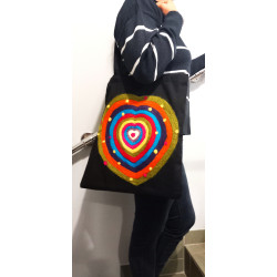 Torba shopper z filcową aplikacją- serce w stylu boho