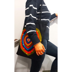 Torba shopper z filcową aplikacją- serce w stylu boho