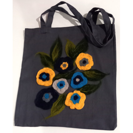 Torba shopper z filcową aplikacją - torba boho