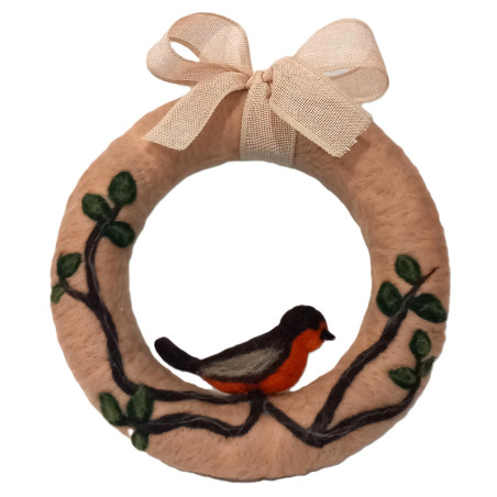 Wianek z ptaszkiem rękodzieło