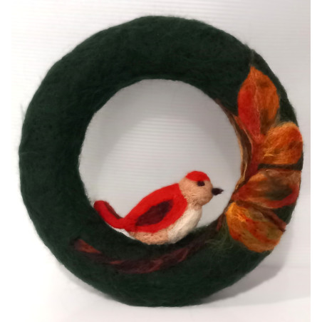 Wianek z ptaszkiem rękodzieło
